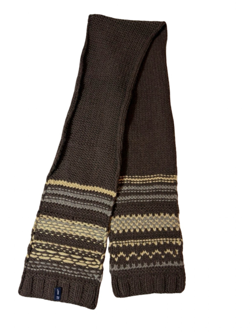 Gap 100% Lambswool Fair Isle Knit Scarf Brown Grandpa Ski Lodge